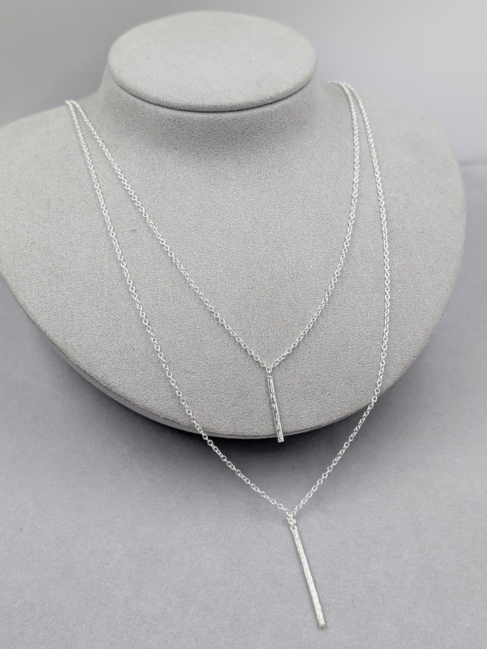 Gorjana Kiernan Double Pendant Silver Layered Bar Necklace | M214